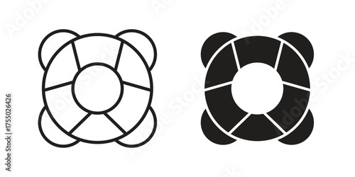 Life buoy icon in Line and Silhouette Icon Set. Isolated Vector Illustration.