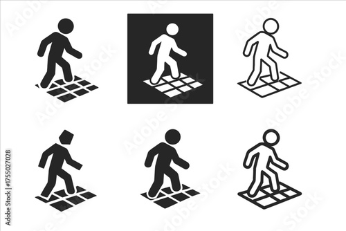 Interactive Art Logos. Interactive digital art installations. Set Logo of Interactive digital art installations: interactive floor panel. harmonious logo