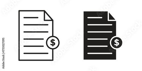 Invoice icon in Line and Silhouette Icon Set. Isolated Vector Illustration.
