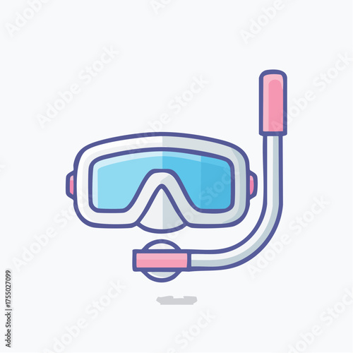 Illustration of a snorkeling mask and snorkel, perfect for underwater exploration and diving adventures.