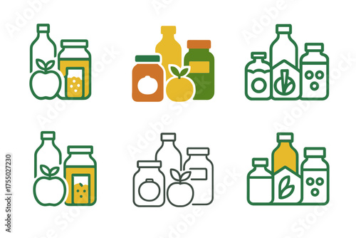 Harmonious Pantry Logos. Arranging Pantry Items by Category. Set Logo of Arranging Pantry Items by Category: food items sorted by type. harmonious logo