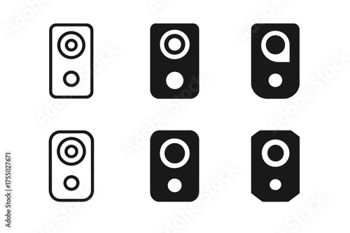 DIY Security Logos. DIY home security systems. Set Logo of DIY home security systems: Doorbell camera. harmonious logo variations of the same emblematic