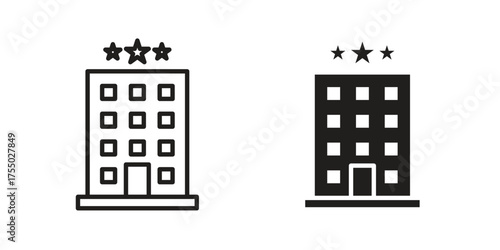 hotel icon in Line and Silhouette Icon Set. Isolated Vector Illustration.