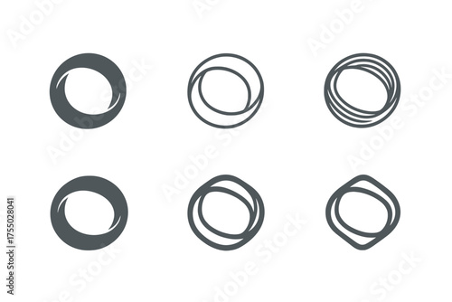 Hula Hoop Logos. hula hoop ring. Set Logo of hula hoop ring: weighted fitness hoop. harmonious logo variations of the same emblematic concept, each with