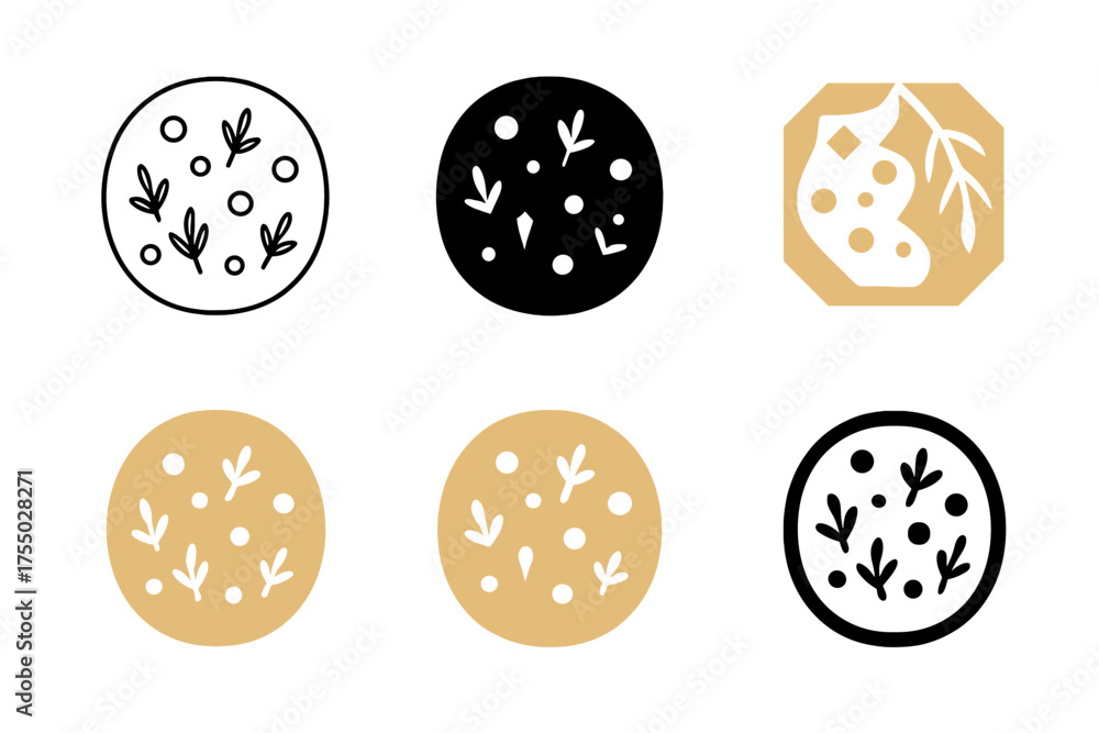 Fototapeta premium Focaccia Bread Logos. Baking a rustic focaccia bread with herbs and olive oil. Set Logo of Baking a rustic focaccia bread with herbs and olive oil: dough with