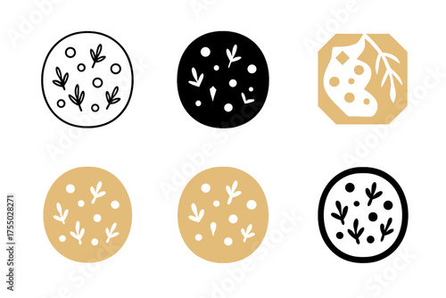 Focaccia Bread Logos. Baking a rustic focaccia bread with herbs and olive oil. Set Logo of Baking a rustic focaccia bread with herbs and olive oil: dough with