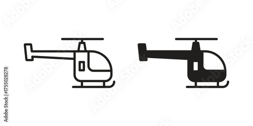 Helicopter icon in Line and Silhouette Icon Set. Isolated Vector Illustration.
