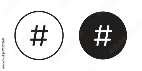 Hashtag icon in Line and Silhouette Icon Set. Isolated Vector Illustration.