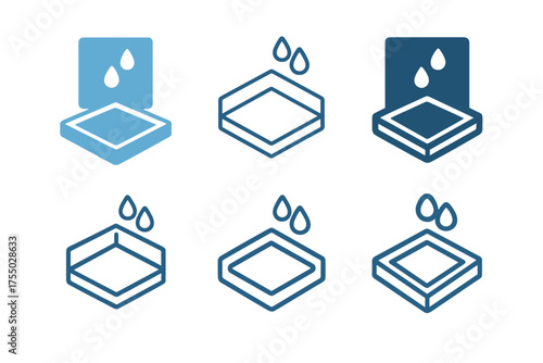 Waterproof Logo Designs. Waterproof membrane installation. Set Logo of Waterproof membrane installation: shower pan liner. harmonious logo variations of the