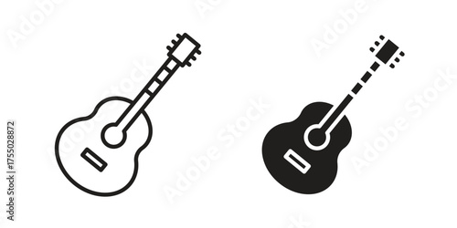 Guitar icon in Line and Silhouette Icon Set. Isolated Vector Illustration.