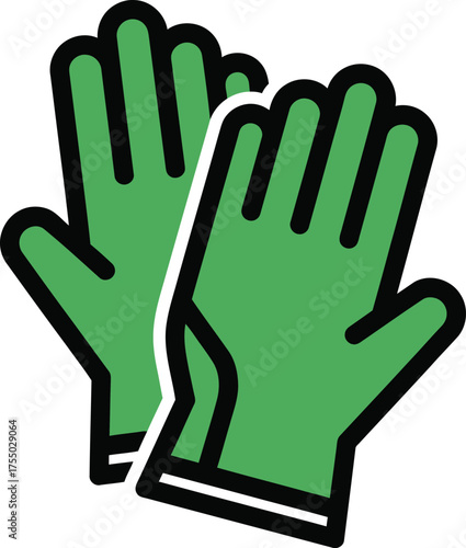 Pair of green work gloves, isolated on white background