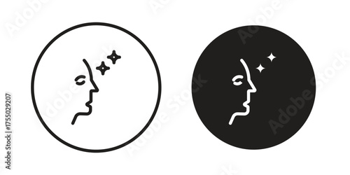 Glowing skin icon in Line and Silhouette Icon Set. Isolated Vector Illustration.