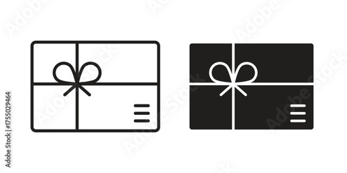 Gift card icon in Line and Silhouette Icon Set. Isolated Vector Illustration.
