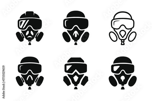 AR Graffiti Logo Variations. AR Graffiti Artists. Set Logo of AR Graffiti Artists: graffiti mask with augmented reality headset. harmonious logo variations of