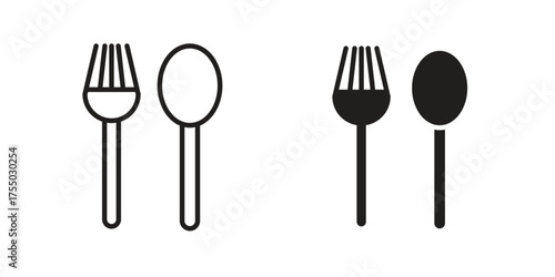 Fork and Knife icon in Line and Silhouette Icon Set. Isolated Vector Illustration.