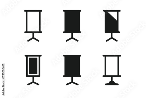 Harmonious Logo Display. Promotional Display. Set Logo of Promotional Display: banner stand. harmonious logo variations of the same emblematic concept, each