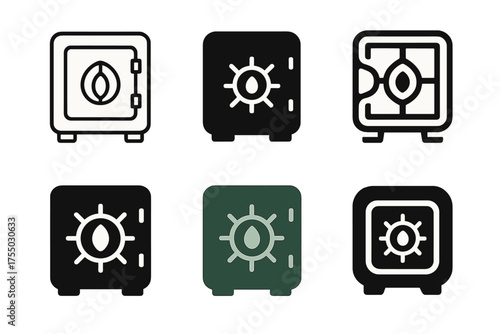 Seed Preservation Logos. Seed preservation techniques. Set Logo of Seed preservation techniques: seed bank vault. harmonious logo variations of the same
