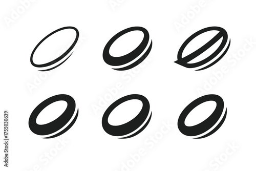Hula Hoop Logos. hula hoop ring. Set Logo of hula hoop ring: spinning hula hoop motion trail. harmonious logo variations of the same emblematic concept, each