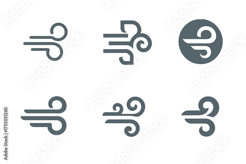 Sky Gods Logos. Sky gods. Set Logo of Sky gods: gusting wind swirl. harmonious logo variations of the same emblematic concept, each with different artistic