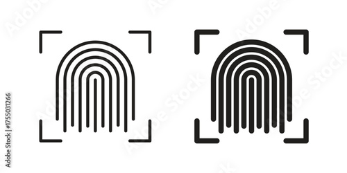 Fingerprint icon in Line and Silhouette Icon Set. Isolated Vector Illustration.