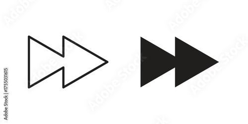 Fast forward icon in Line and Silhouette Icon Set. Isolated Vector Illustration.