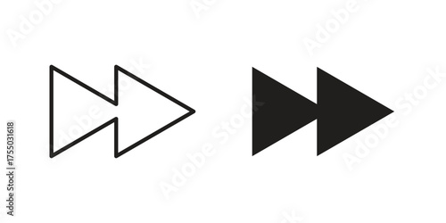 Fast forward icon in Line and Silhouette Icon Set. Isolated Vector Illustration.