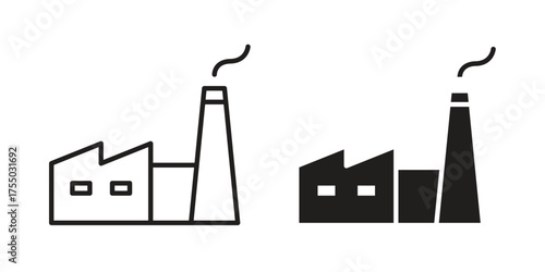 Factory icon in Line and Silhouette Icon Set. Isolated Vector Illustration.