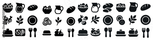 Kitchen and dining solid icons set – silhouette, culinary, cooking and tableware symbols