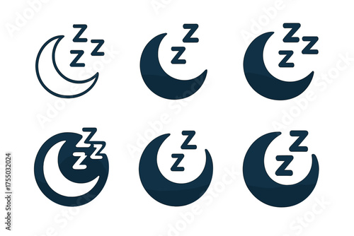 Biohacking Logo Variations. Biohacking and improving human performance. Set Logo of Biohacking and improving human performance: sleep tracker (moon & zzz).