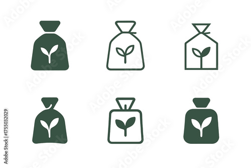Sustainable Fashion Logos. Designing clothes using biodegradable smart fabrics. Set Logo of Designing clothes using biodegradable smart fabrics: plant-based