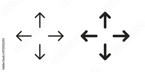 Expand icon in Line and Silhouette Icon Set. Isolated Vector Illustration.