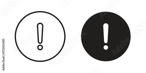 Exclamation button icon in Line and Silhouette Icon Set. Isolated Vector Illustration.