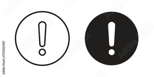 Exclamation icon in Line and Silhouette Icon Set. Isolated Vector Illustration.