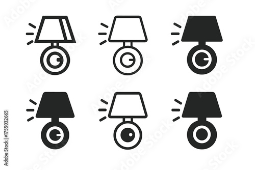 Lamp Logo Variations. Turning on a bedside lamp. Set Logo of Turning on a bedside lamp: dimmer knob. harmonious logo variations of the same emblematic concept,