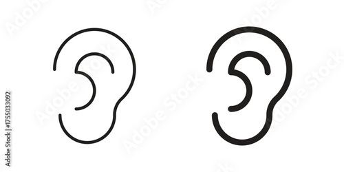 Ear icon in Line and Silhouette Icon Set. Isolated Vector Illustration.