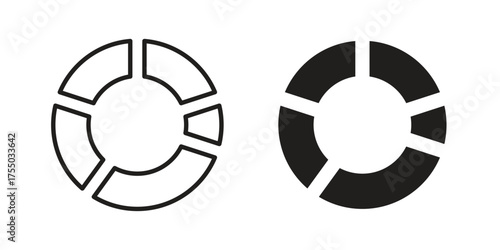 Donut chart icon in Line and Silhouette Icon Set. Isolated Vector Illustration.