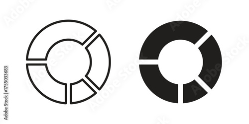 Donut chart icon in Line and Silhouette Icon Set. Isolated Vector Illustration.
