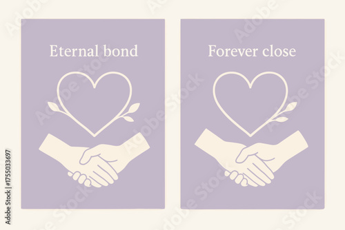 Eternal Bond Banners. Eternal bond. Two vertical A6 banners with safe margins, centered composition, no elements touching edges, minimal, lavender and cream,