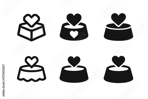 Pet Care Logos. Pet Care and Animal Companionship. Set Logo of Pet Care and Animal Companionship: pet bowl with heart. harmonious logo variations of the same
