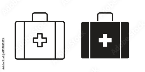 Doctor bag icon in Line and Silhouette Icon Set. Isolated Vector Illustration.