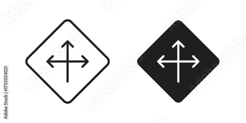 Directions icon in Line and Silhouette Icon Set. Isolated Vector Illustration.