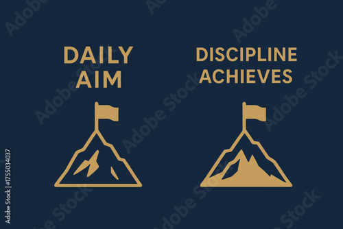 Visionary Banners. Ambitions. Two vertical A6 banners with safe margins, centered composition, no elements touching edges, visionary minimal style, deep blue