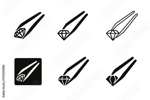 Artisan Tourism Logos. Tourism to explore local artisans and craftsmen. Set Logo of Tourism to explore local artisans and craftsmen: Jeweller's tweezers