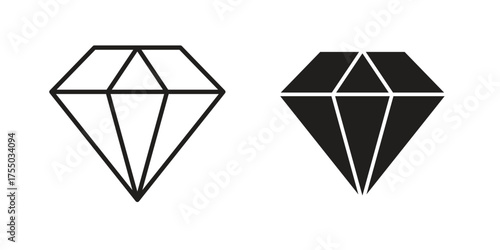 Diamond icon in Line and Silhouette Icon Set. Isolated Vector Illustration.