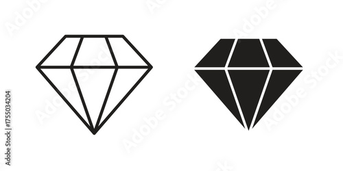 Diamond icon in Line and Silhouette Icon Set. Isolated Vector Illustration.