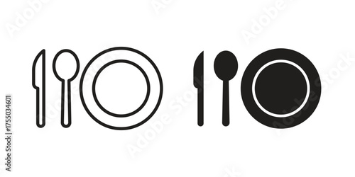 Cutlery icon in Line and Silhouette Icon Set. Isolated Vector Illustration.