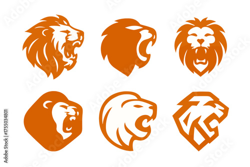 Wild Survival Logos. Animal Instincts and Survival in the Wild. Set Logo of Animal Instincts and Survival in the Wild: lion roaring. harmonious logo variations