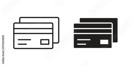 Credit card icon in Line and Silhouette Icon Set. Isolated Vector Illustration.