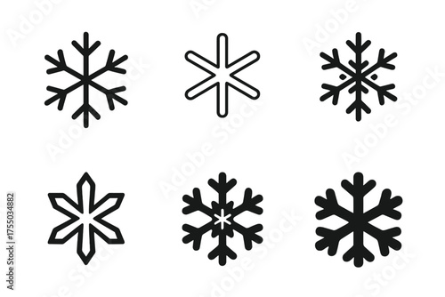 Snowflake Logo Variations. Creating personalized holiday greeting cards. Set Logo of Creating personalized holiday greeting cards: snowflake