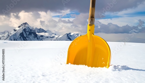 Yellow Shovel in Antarctic Snow - A Stark Landscape.